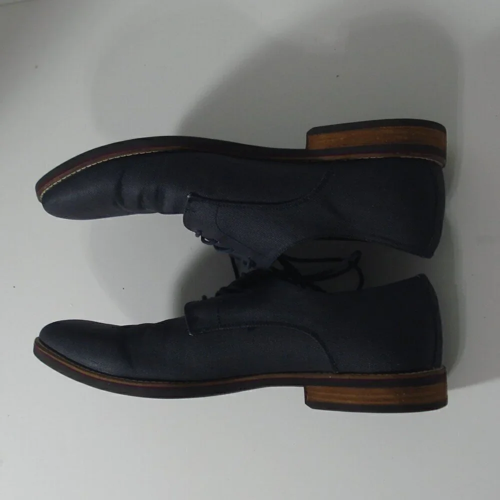 Call It Spring Shoes Oxford Men's Size 12 Blue Almond Toe Textured Canvas